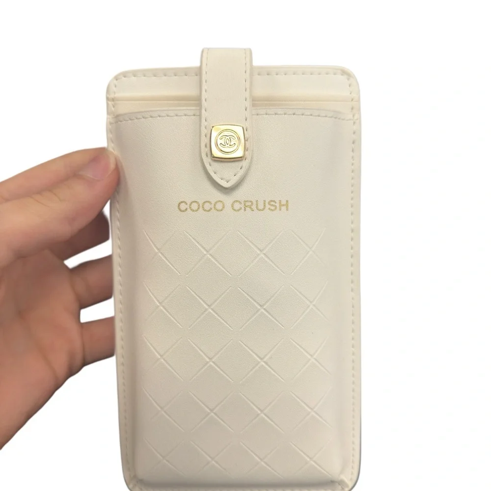CHANEL Coco Crush White Phone Case Holder with Crossbody Strap NWT
